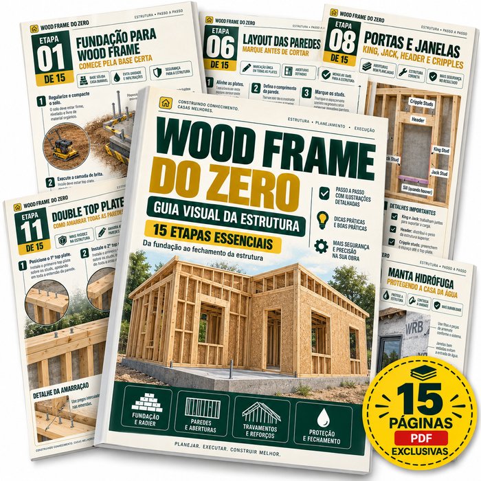 Kit Guia Visual da Estrutura — 15 etapas essenciais do Wood Frame